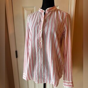 Abercrombie & Fitch Red and White Striped Casual Shirt